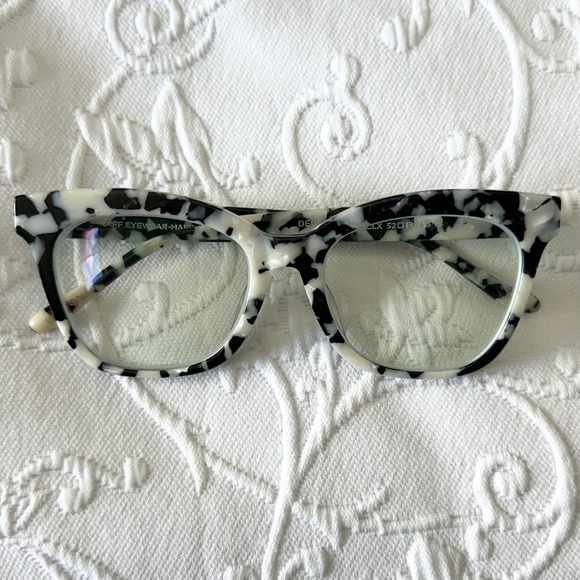 DIFF Eyewear Winston‎ Black & White Rich Hide Cow Hide Cat Eye/ Square Frames main image 13